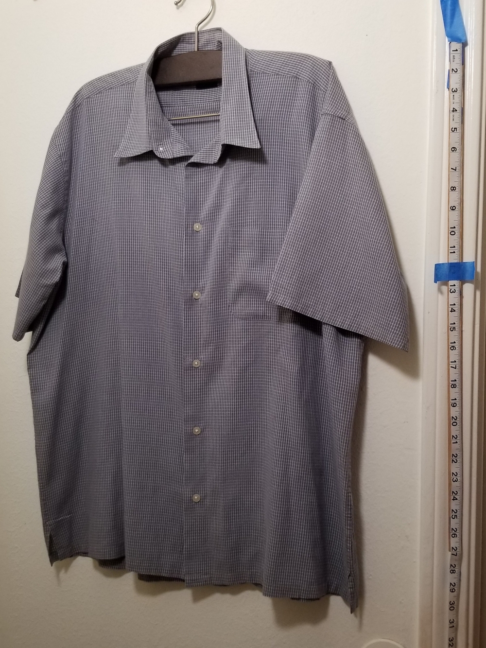 Vintage Slates XL Short-Sleeve Grayish Blue Micro-Checkered Button-Down Shirt
